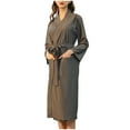 thumbnail image 3 of Clearance! Cqxid525 Robes for Women Unisex Pocket Breathable Knee Length Bathrobe Splicing Soft Sleepwear SPA Robe Soft Lightweight Gray 1PC, 3 of 9