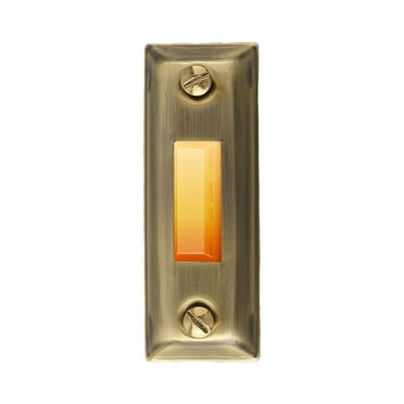 Girlsshop Led Lighted Door Chime Push Button Antique Brass Rectangular Lighted Door Bell Button Replacement Wired Doorbell Button