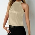 thumbnail image 6 of Womens Satin Halter Tops, Sleeveless Shirts for Women Summer Fashion Loose Fit Shiny Crewneck Tank Tops for Party, 6 of 6