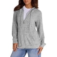 thumbnail image 6 of Kixjoy Zip Up Sweaters for Women Long Sleeve Fashion Plus Size Hoodies Winter Lightweight Hooded Sweatshirts Casual Basic Loose Fit Cardigan Sweaters for Women with Pockets, Gray S, 6 of 6