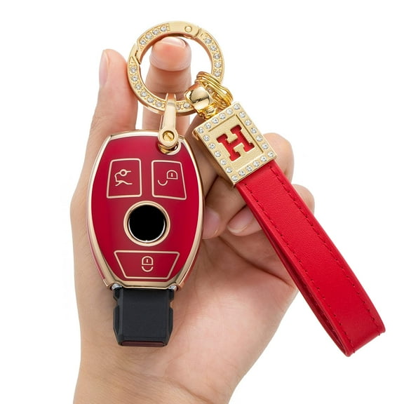 for Mercedes Benz Key Fob Cover with Keychain,Soft TPU 360 Degree Protection Key Case for C E S M CLS CLK G Class Key Shell Accessories