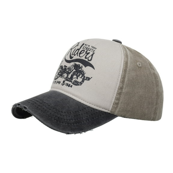 Spring Summer New Washed Color-Block RIDES Motorcycle Baseball Cap Sun Hat Visor Hat