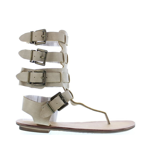 Liliana AVIS-3 Women Leatherette Strappy T-Strap Gladiator Thong Sandal - Nude