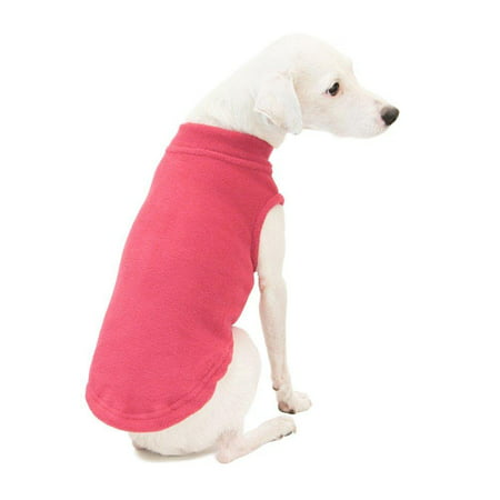 gooby stretch fleece pull over cold weather dog vest, pink,