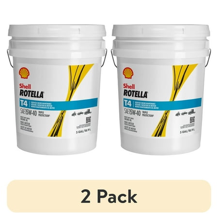(2 pack) Shell Rotella T4 Triple Protection 15W-40 Diesel Engine Oil, 5 Gallon