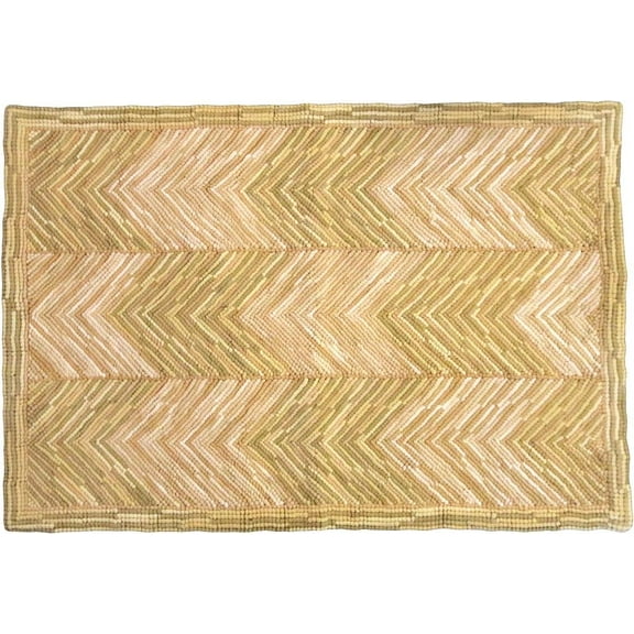Rug Traditional Antique Camp Chevron 2x3 3x2 Yellow Gold Black Burlap Back