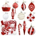 thumbnail image 2 of Christmas Tree Ornaments, Red Christmas Ornaments, Set Of 24 Small Plastic Holiday Decorations For Christmas Tree, Durable Lightweight Shatterproof Christmas Decorations, 2 of 8