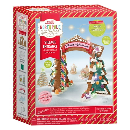 Gingerbread Village Entrance Kit, Crafty Cooking Kits®, North Pole Wonderland™ Build it Yourself with Mini LED Twinkle Lights