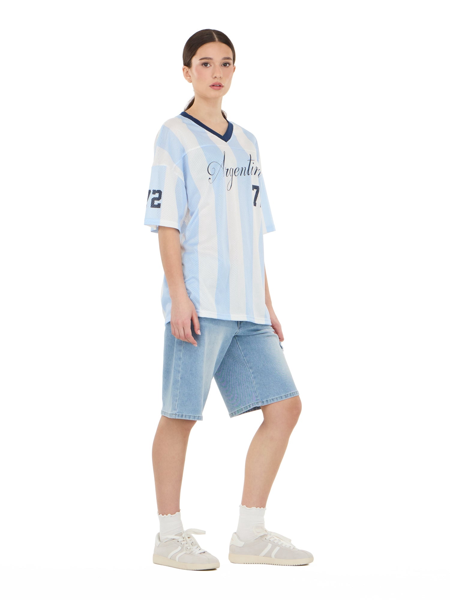 Forever 21 Women's Mesh Oversized Argentina Soccer Jersey Tee, Sizes XXS-XXL