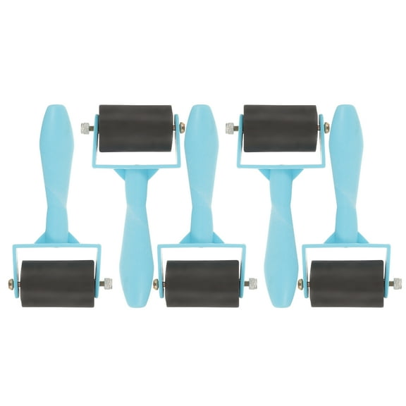 Soimiss 5Pcs Printing Ink Roller Sky Blue Plastic for Inking Blocks with Ergonomic Design Handle