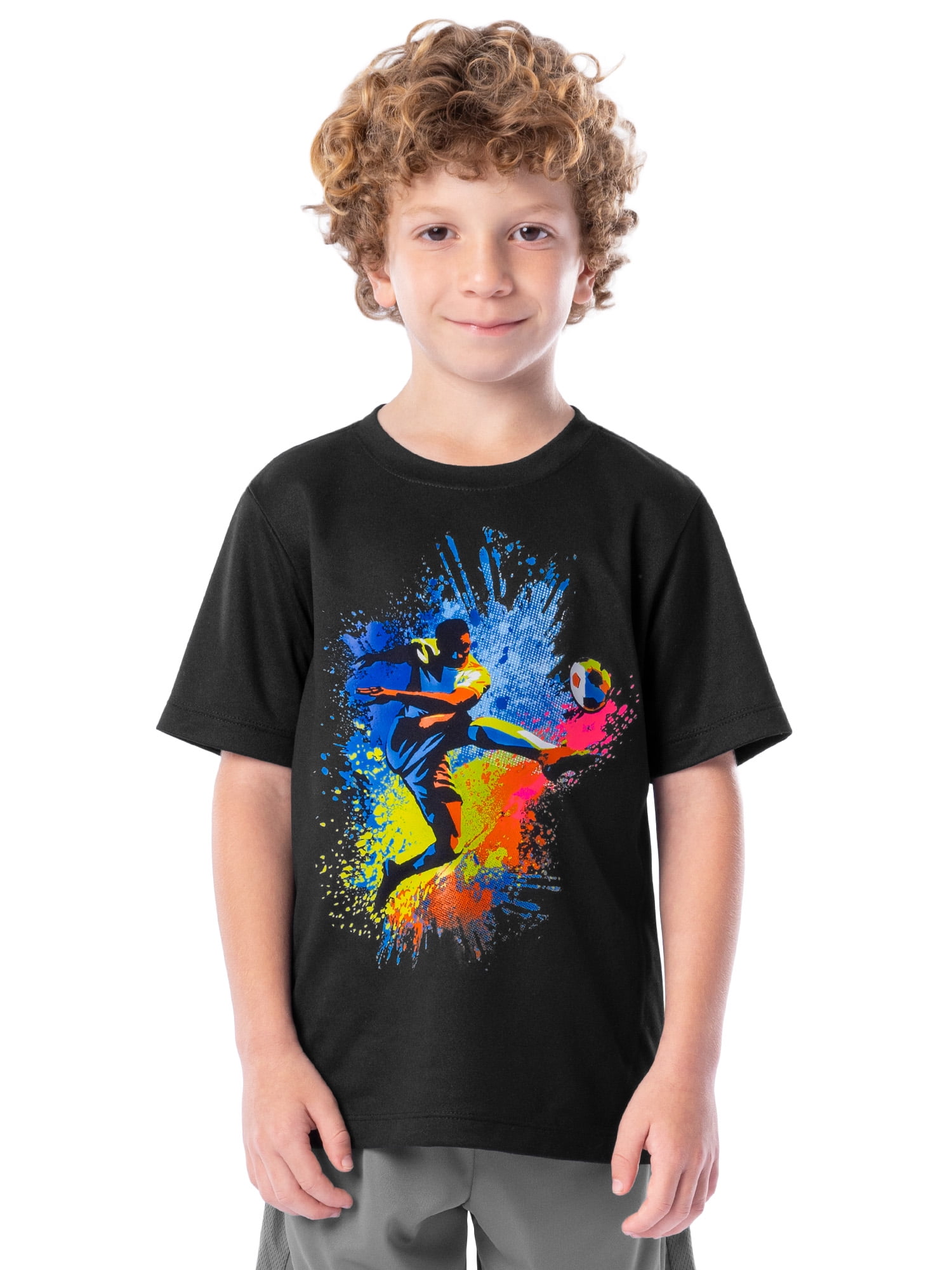 Athletic Works Boys Active Solid and Print Short Sleeve T-Shirts, 3-Pack, Sizes 4-18 & Husky