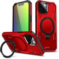 thumbnail image 1 of WQLPP-pour Étui iPhone 13/Étui iPhone 14, [Compatible avec Magsafe] [Support Invisible Intégré & Support Anneau] Étui de Protection Double Couche Antichoc pour 13/14, Rouge, 1 of 4