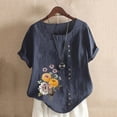 thumbnail image 2 of Short Sleeve T Shirts for Women Summer New Elegant Literary And Artistic Retro Printing Cotton Top Casual T-shirt Tops Saving clearance, 2 of 5
