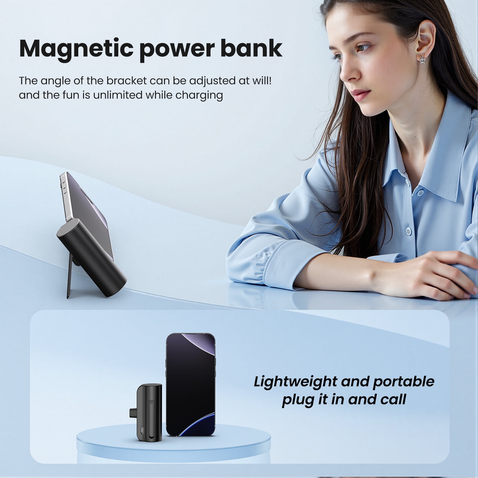 NIGOE Lightweight Phone Charger Pocket-sized Charger 4500mAh Compact Charger with Built-in L type Connector