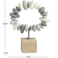 thumbnail image 3 of 11" x 14" Gray Metal Circular Stone Abstract Sculpture with Brown Wooden Base, by DecMode, 3 of 8