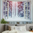 thumbnail image 2 of BCIIG  Winter Forest Tapestry Wall Hanging, Purple Snow Forest and White Window Tapestry, Falling Snowflake Tapestry for Living Room Bedroom Aesthetic Decor, 40L x 60W Inches Painting, 2 of 6