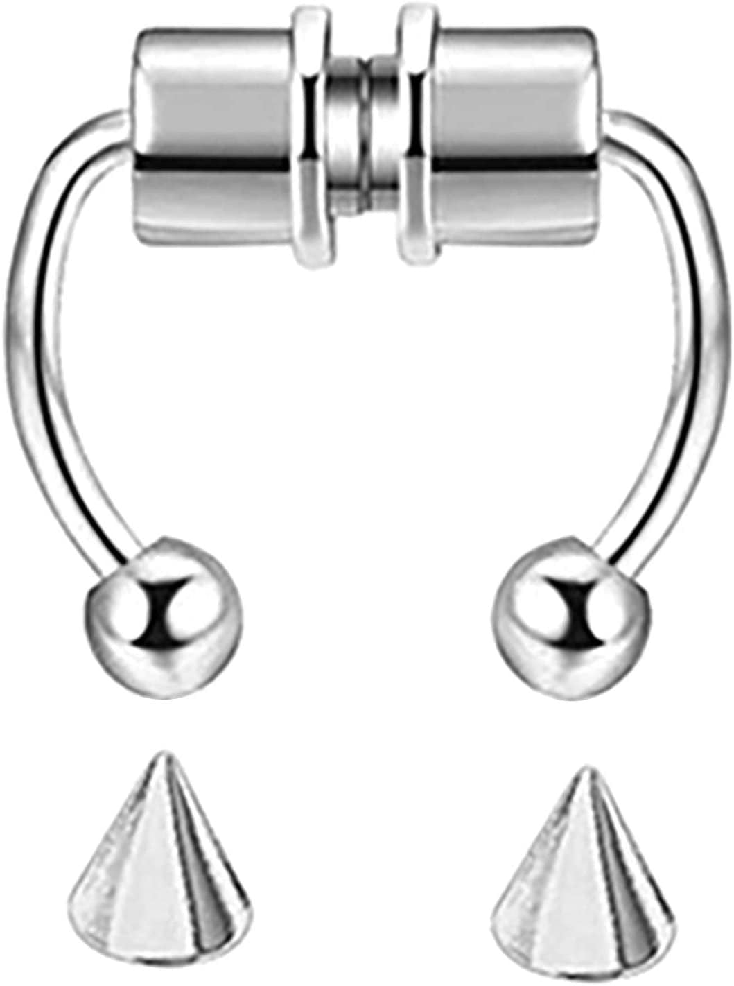 5PCS Horseshoe Fake Nose Rings Magnetic Hoop Magnet Nose Ring Stainless Steel Magnetic Septum Nose Ring Non-Piercing Nose Ring Reusable Nose Ring Horseshoe Nose Ring For Women Men