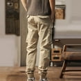 thumbnail image 3 of YLSDY Cotton Cargo Pants for Men Breathable Soft Elastic Waist Pant Lounge Jogging Outdoor Streetwear with Flap Pockets Khaki XXL, 3 of 4
