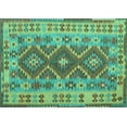 thumbnail image 1 of Ahgly Company Machine Washable Indoor Rectangle Abstract Turquoise Blue Contemporary Area Rugs, 8' x 10', 1 of 4
