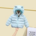 thumbnail image 4 of Winter Down Coats For Kids Baby Girls Light Jacket Cute Cartoon Bear Hoods Outerwear Blue 130(5 Years-6 Years), 4 of 4
