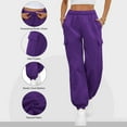 thumbnail image 3 of UAMVSH Womens Cargo Sweatpants Oversized Fleece Fall Jogger Pants with Pockets Fashion Loose Fit Cinch Bottom Jogging Pants(Large,Purple), 3 of 6