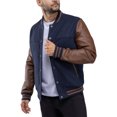 thumbnail image 5 of X RAY Jeans Men's Wool Varsity Bomber Jacket with PU Sleeves, Navy/Brown, XL, 5 of 8