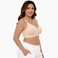 thumbnail image 3 of CucumberDay Wireless Bras for Women Plus Size Full Coverage T-Shirt Bra with Soft Support Wide Side Wings, U-Back Comfort Seamless Bra, Beige, L, 3 of 10