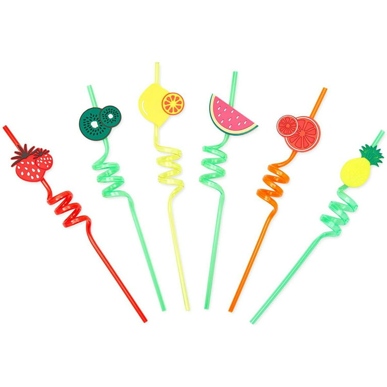 Straw Fruit Shaped Plastic Spiral Straw Reusable Straw For - Temu