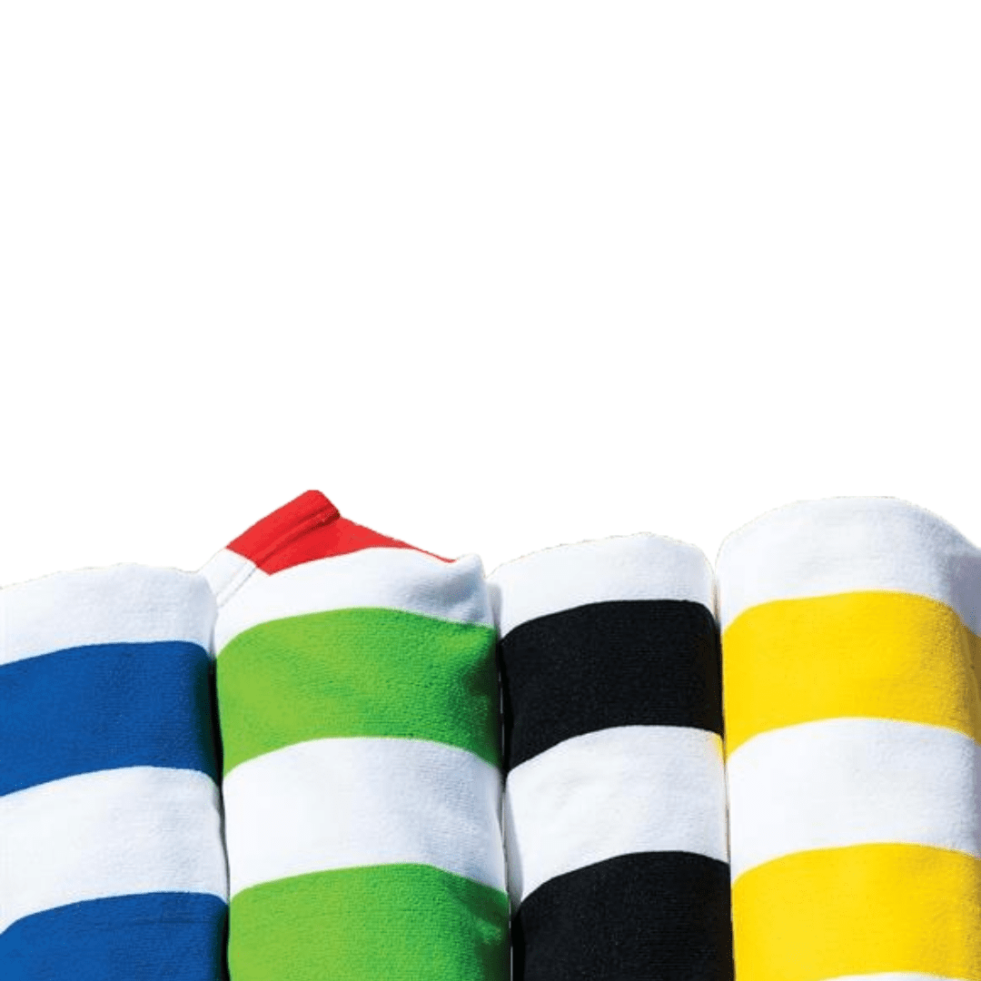 Premium Microfiber Cabana Stripe Beach Towel - 30" x 60" (Black) | ELEGANI Towels