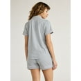 thumbnail image 4 of Joyspun Women's Cotton Blend Notch Collar Top and Shorts Pajama Set, 2-Piece, Sizes S to 4X, 4 of 6