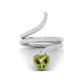 thumbnail image 1 of 7MM Heart Shape Wrap Bypass Ring Natural Peridot 925 Silver Women Rings, 1 of 3