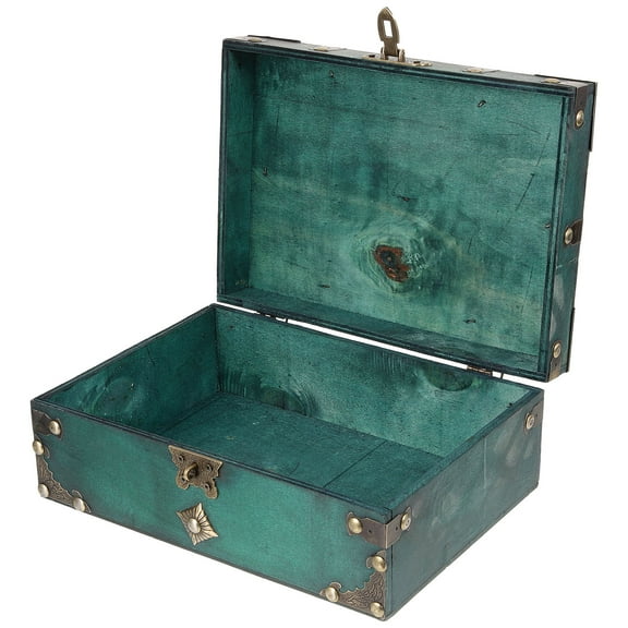TEHAUX Vintage Wooden Trinket Box Green Small Jewelry Storage Organizer Decorative Keepsake Case