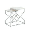 thumbnail image 3 of Ronny Silver End Table - Natural Marble Top, Iron Metal X-cross Legs, Stackable Nesting Set of 2, 3 of 9