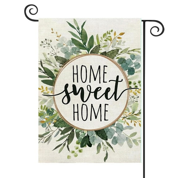 DMERBYL Eucalyptus Garden Flag 12x18 Inch Double Sided for Outside Small Burlap Spring Seasonal Home Sweet Home Yard Flag
