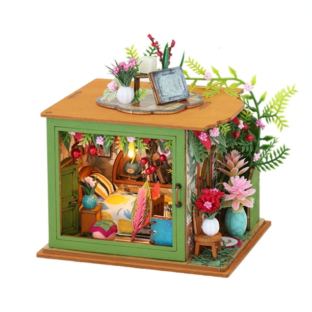 Casa de muñecas en miniatura Likrtyny Kits LED Regalos Cumpleaños