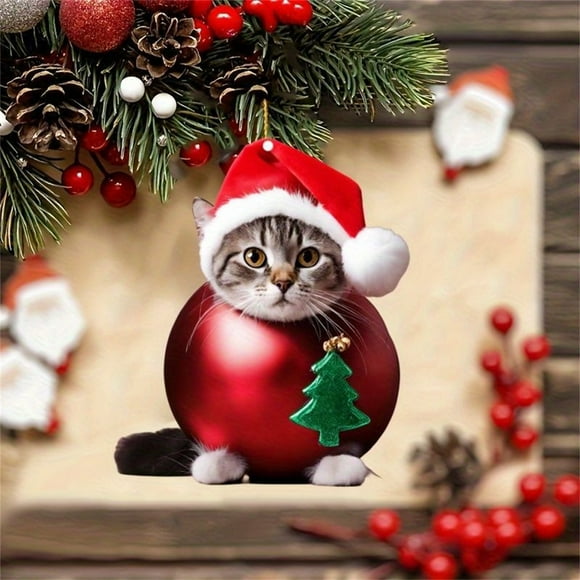 Christmas Cat Ornaments,Christmas Tree Ornaments Cat Hanging Decorations,Christmas Tree Decorative Pendant,Cat Ornaments for Christmas Tree Ornaments,Cat Decor for Cat Lovers Home Decor Gifts