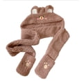 thumbnail image 4 of XINYTEC Sweet Rabbit/ Bear Hoodies Scarf Mitten Plush Hat Scarf Gloves Gifts for Friend, 4 of 19