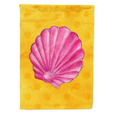 Carolines Treasures BB8242CHF Pink Sea Shell Yellow Polkadot Flag Canvas House Size  Large multicolor