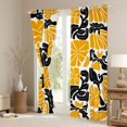thumbnail image 3 of Homewish Bohemian Daisy Flowers Blackout Curtains,Classic Aesthetic Curtains Pack of 2 (42x84 Each),Orange Black, 3 of 6