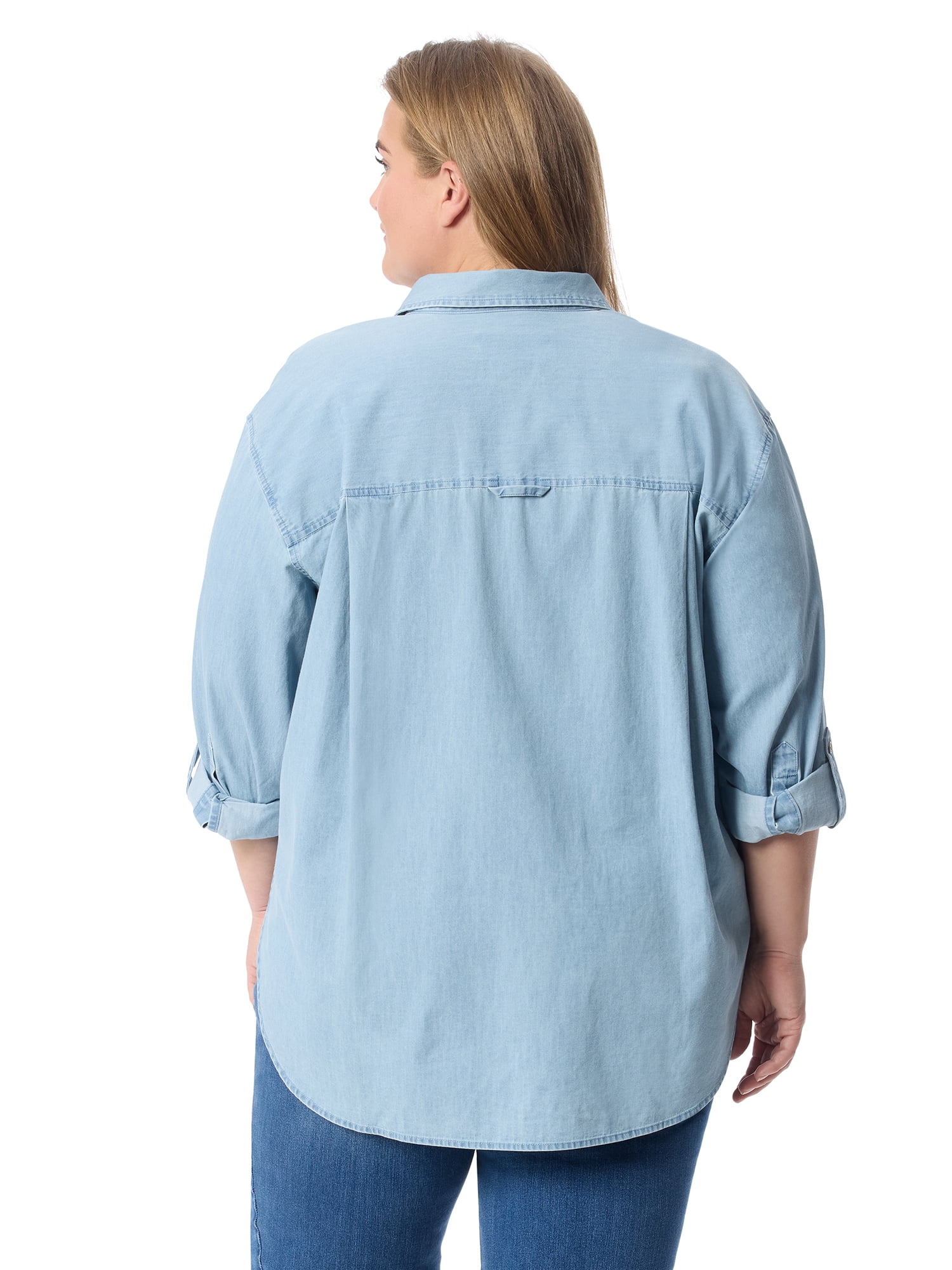 Gloria Vanderbilt Swan Series Women's Plus Amanda Oversized Shirt, Sizes 0X-4X