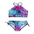 thumbnail image 1 of 2Pcs Kids Girl Tie Dye Bikini Set Fish Scale Ruffle Halter Swimsuit Toddler One Shoulder Bathing Suit Summer Outfits Set, 1 of 6