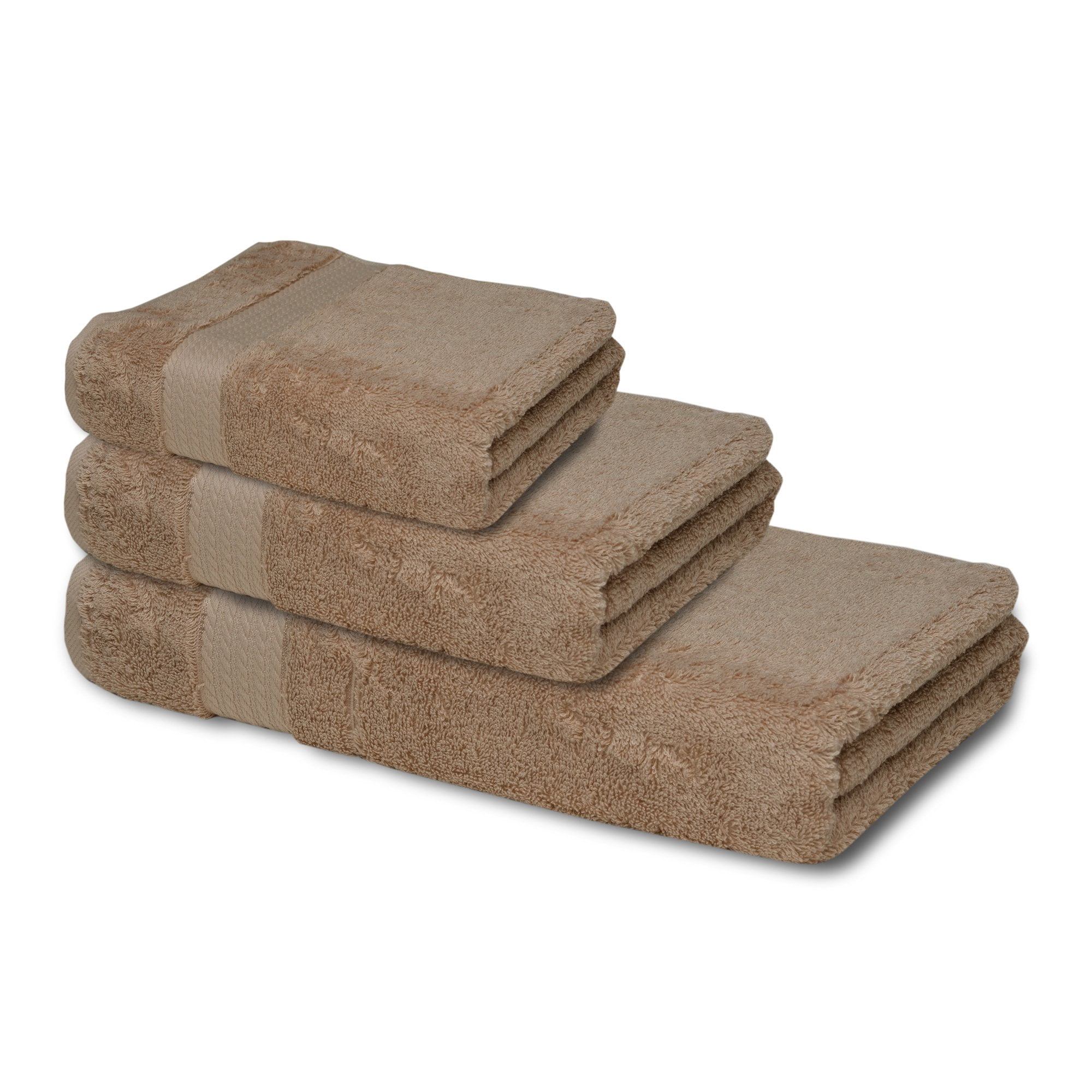 Melissa Linen Premium Turkish Cotton Set of 3 Luxury Bath Towel Set, Beige