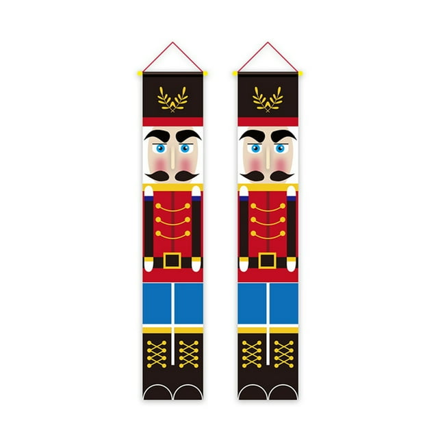 Toystoory 1 par de carteles navideños para puerta con barra de ganchos, adorno reutilizable a prueba de humedad, banderas colgantes para exteriores, Kits de decoración para fiestas Toystoory HA009844-00
