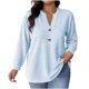thumbnail image 3 of TaTaai Women Striped Long Sleeve Button V Neck Pullover Casual Fashion Top Ladies Spring Autumn Daily Commute Street Wear Soft Comfortable No Fading Machine Washable Blouse Gift, 3 of 7