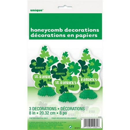 8 in. Mini Honeycomb Shamrock Saint Patrick's Day Decorations, 3ct