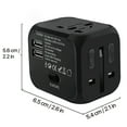 thumbnail image 7 of International Universal Power Adapter Converter with 2 USB Charging Ports - All in One Travel Worldwide Plug Built-in Spare Fuse AC Socket Wall Outlet for US, EU, UK, AU, CN 150 Countries Laptop Black, 7 of 7