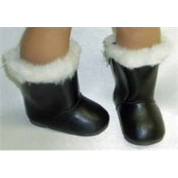 Doll Clothes Superstore Cozy Black Fur-Trimmed Winter Boots for 18-Inch Dolls