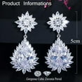 thumbnail image 5 of EOEMY Yellow Gold Plated Cz Pageant Flower Dangle Drop Earring Dazzling Bridal Jewelry, 5 of 8