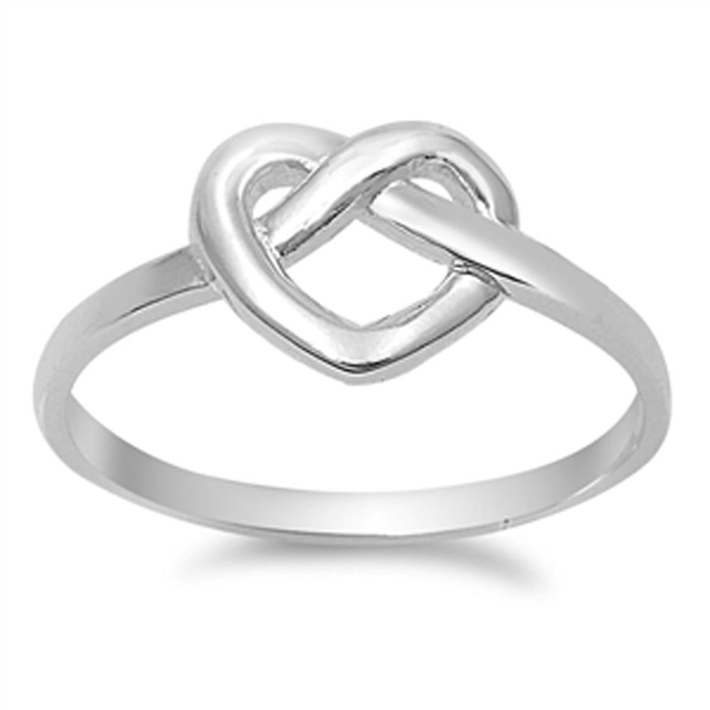 Rose Gold-Tone Infinity Knot Heart Ring New .925 Sterling Silver Band Sizes 5-10