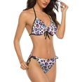 thumbnail image 2 of NICKSUN Ensemble Bikini Imprimé Léopard Violet pour Femmes, Maillots de Bain 2 Pcs, Maillots de Bain Triangle à Ficelles, 2 of 6